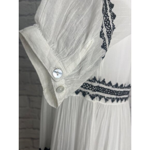Sundance Sea La Vie Dress Embroidered Button Down Ladies Size PSmall White Black - Picture 6 of 12